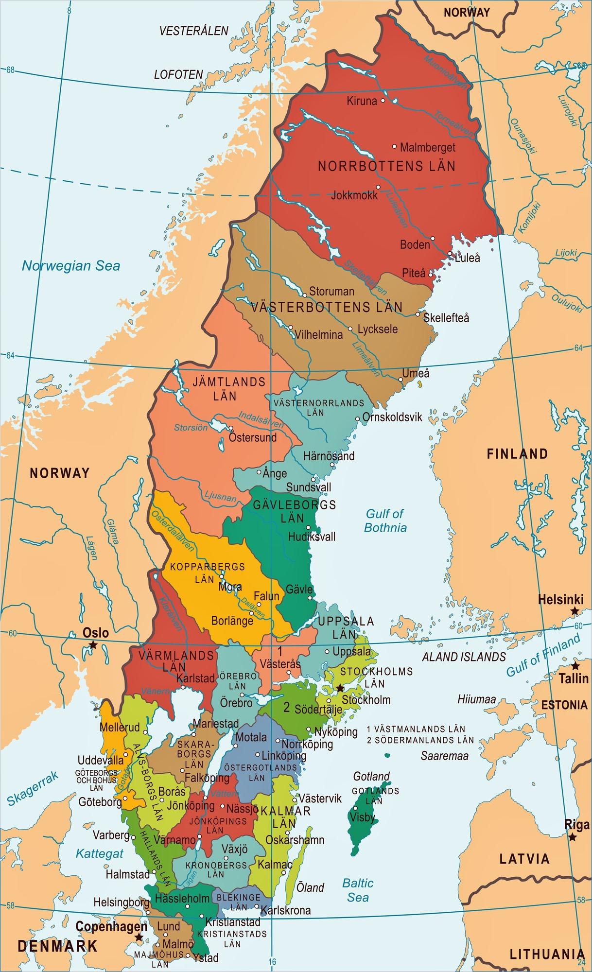 Printable Map Of Sweden  Adams Printable Map