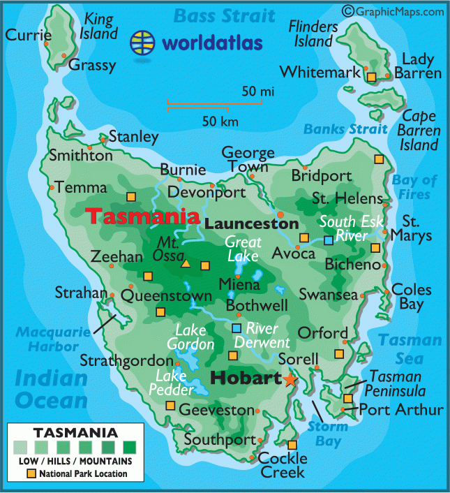 Tasmania Large Color Map