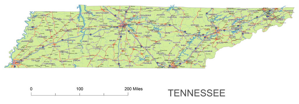 Printable Tennessee Map With Cities | Adams Printable Map
