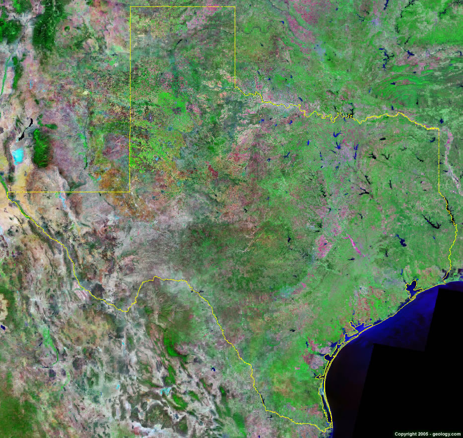 Texas Satellite Images Landsat Color Image Aerial Map Of Texas 