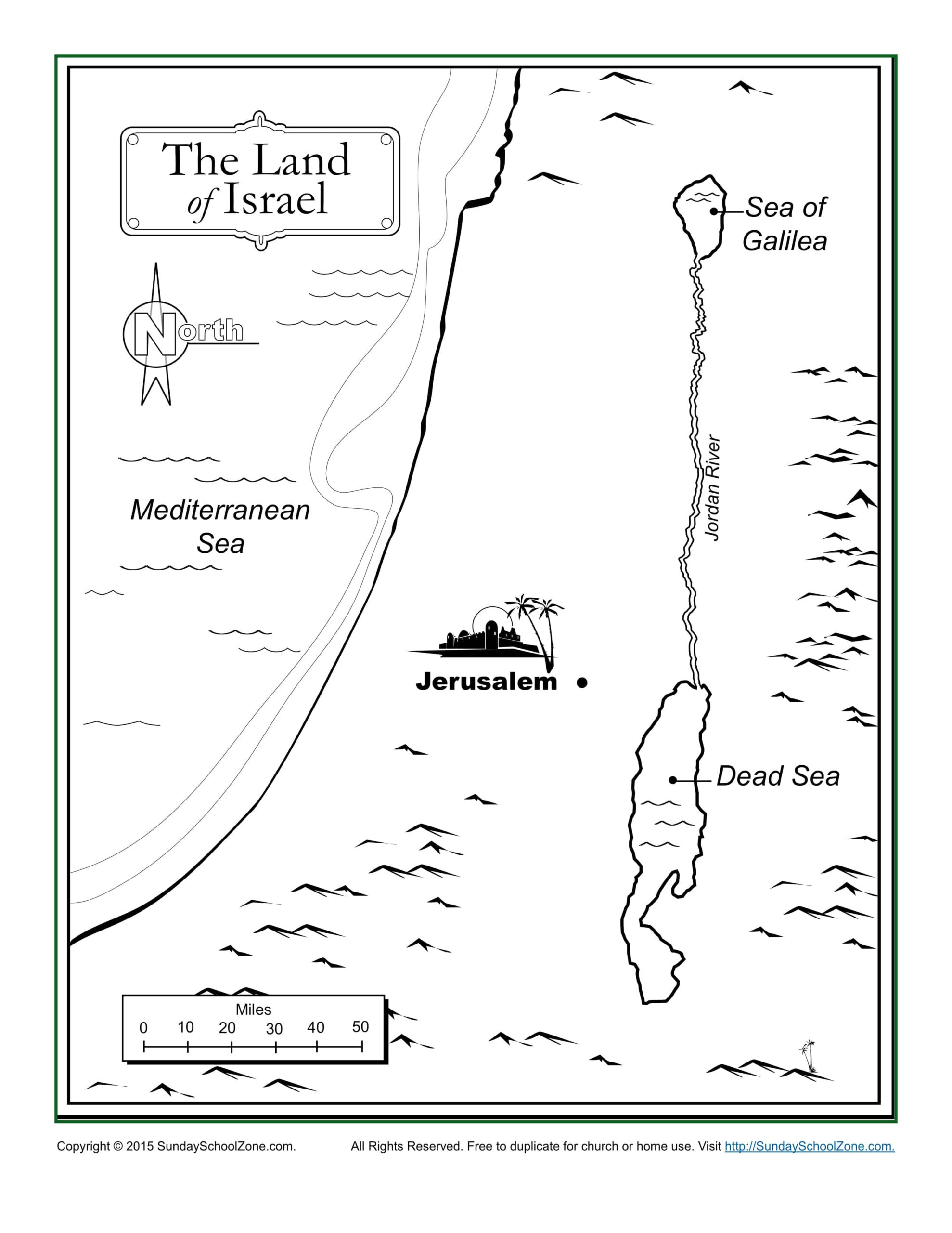The Land Of Israel Bible Map Children 39 s Bible Activities Sunday 