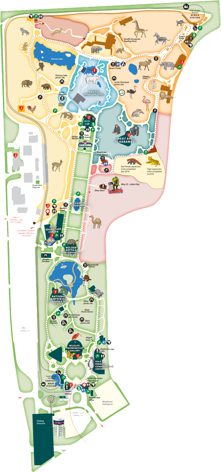 The Map Of Detroit Zoo In Detroit USA