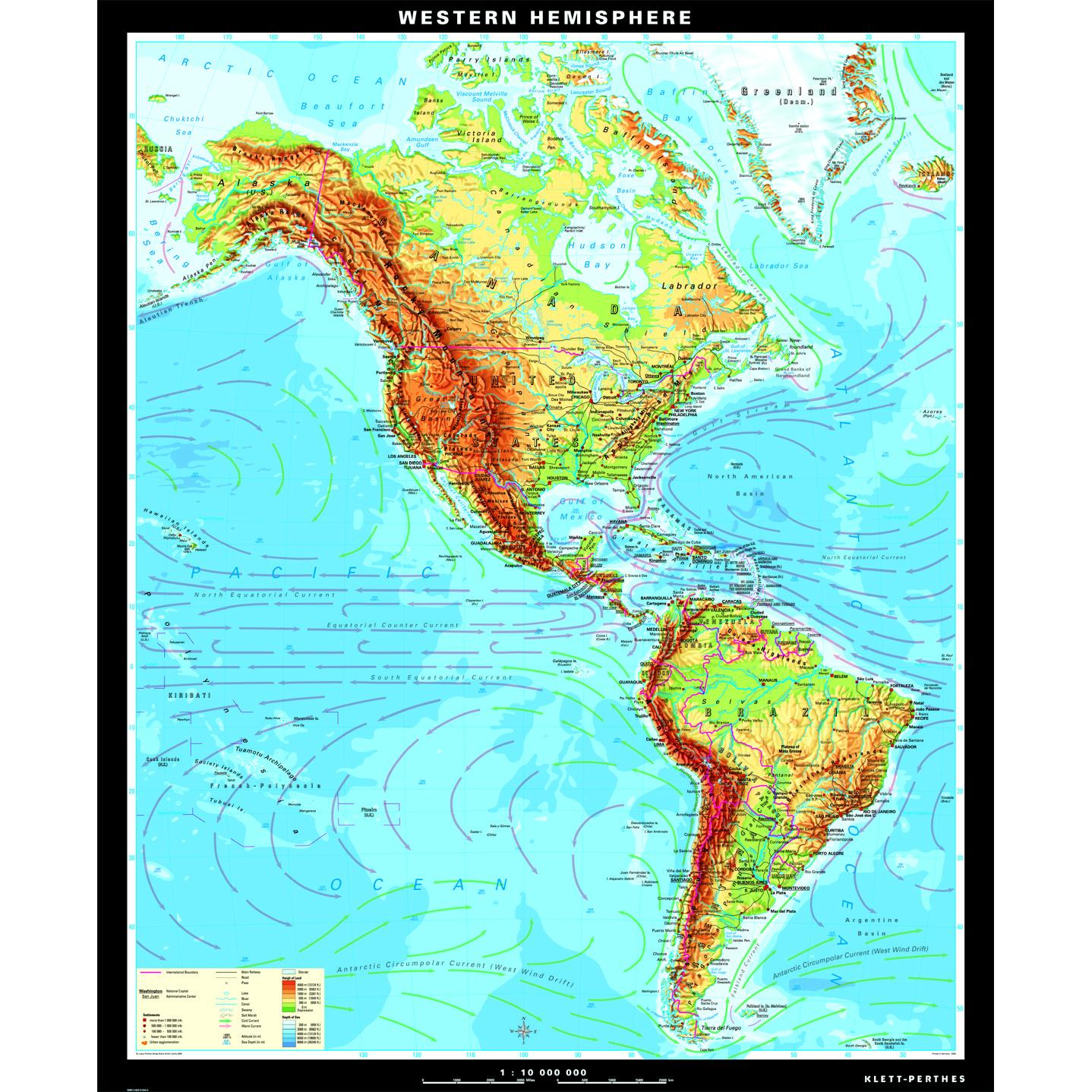 The Western Hemisphere Physical Map The Map Shop