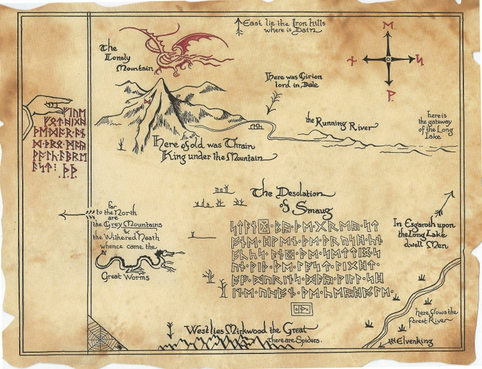Thr r 39 s Map The Hobbit Inspired Thorin 39 s Map Etsy
