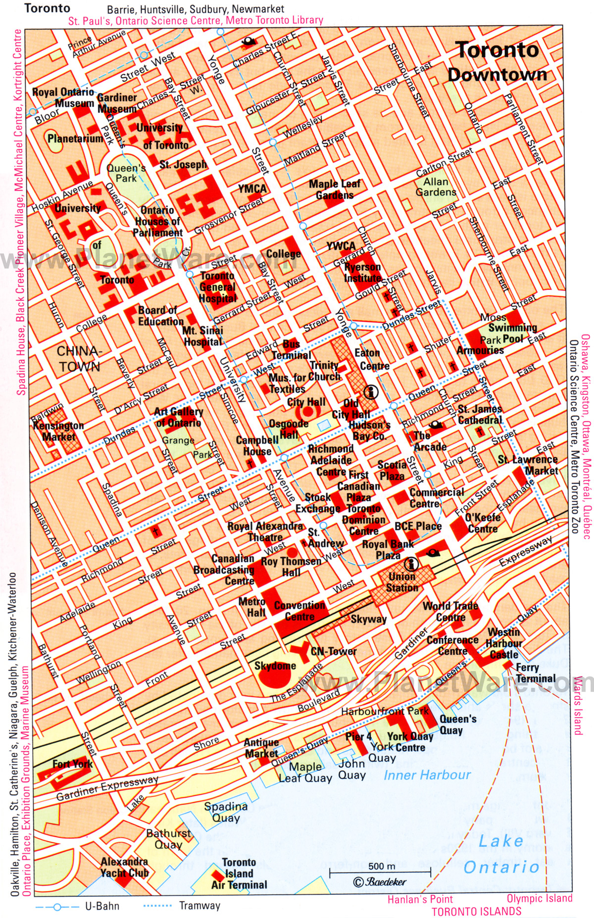 Toronto Downtown Map Toronto Canada Mappery