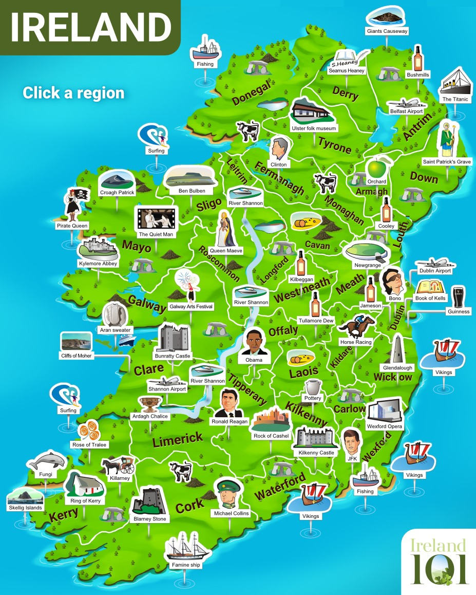 Tourist Map Of Ireland Time Zones Map World