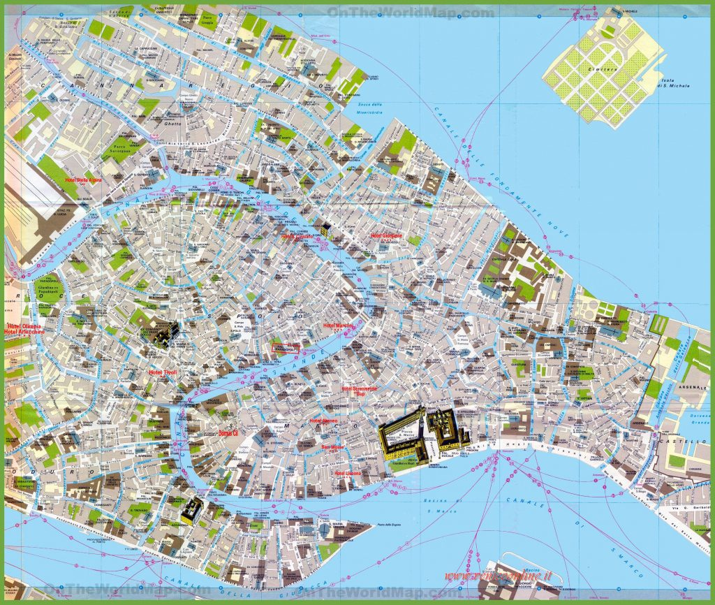 Tourist Map Of Venice City Centre Throughout Venice City Map Printable 
