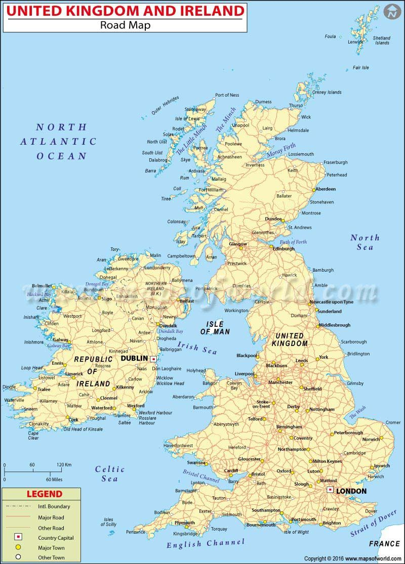 UK And Ireland Road Map Map Of Great Britain Ireland Map Map