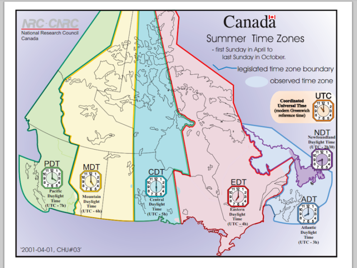 Canada Time Zone Map Printable