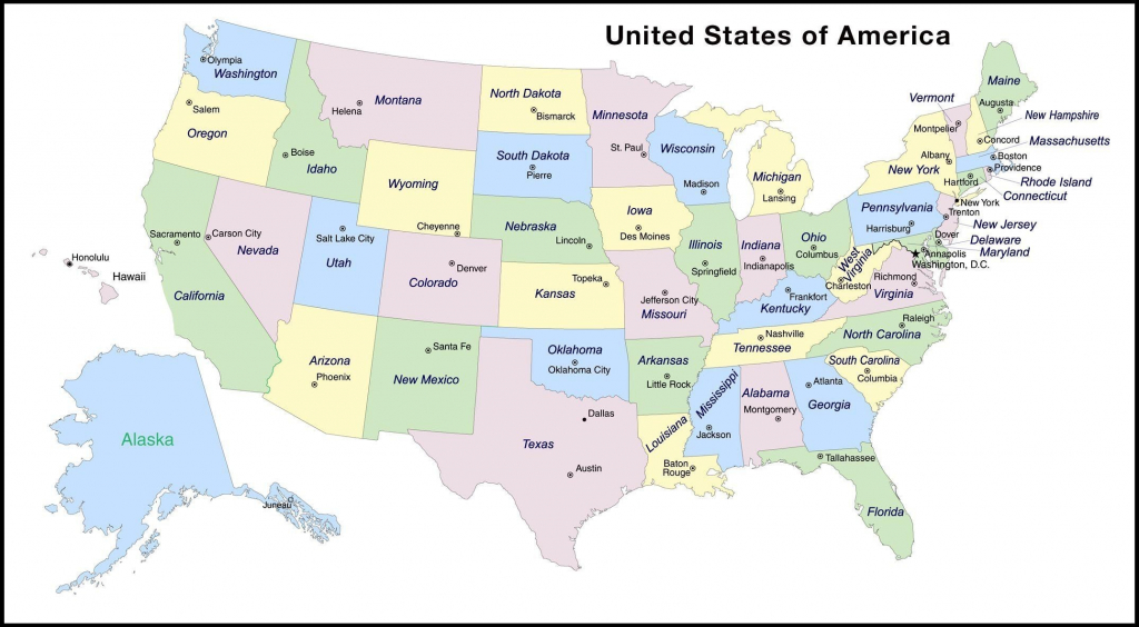 Usa Map States And Capitals Printable Map Of The United States Of 