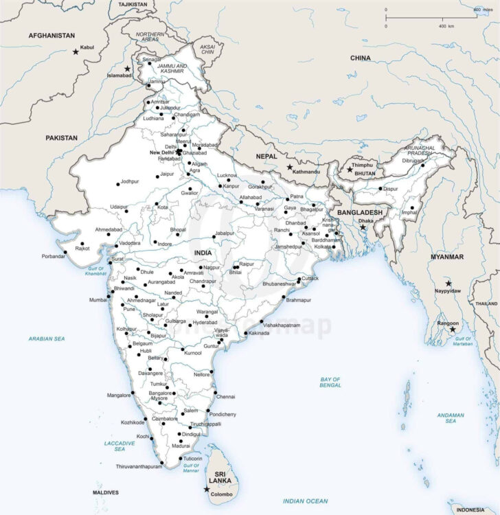 Political Map Of India Printable