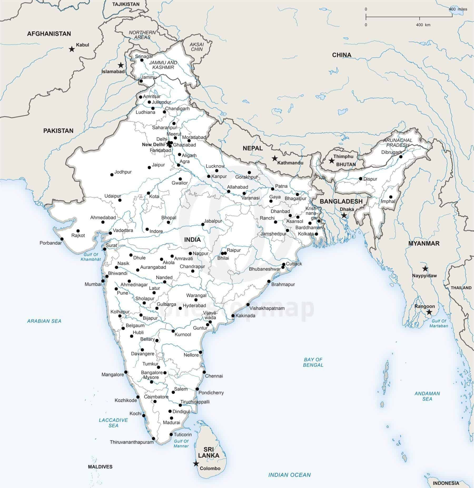 Vector Map Of India Political One Stop Map