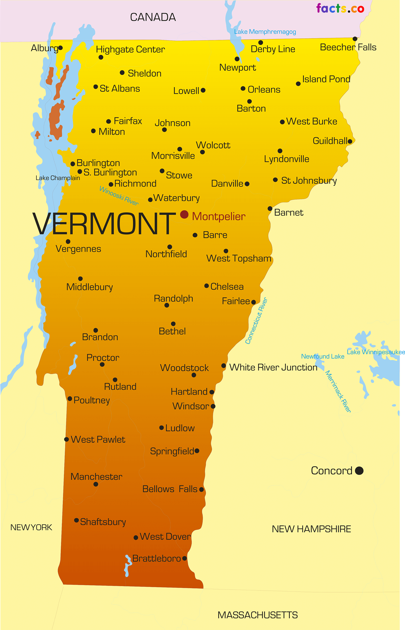 Map Of Vermont Adams Printable Map