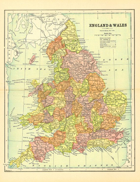 Vintage Map Of England And Wales A Printable Digital Map No 682 