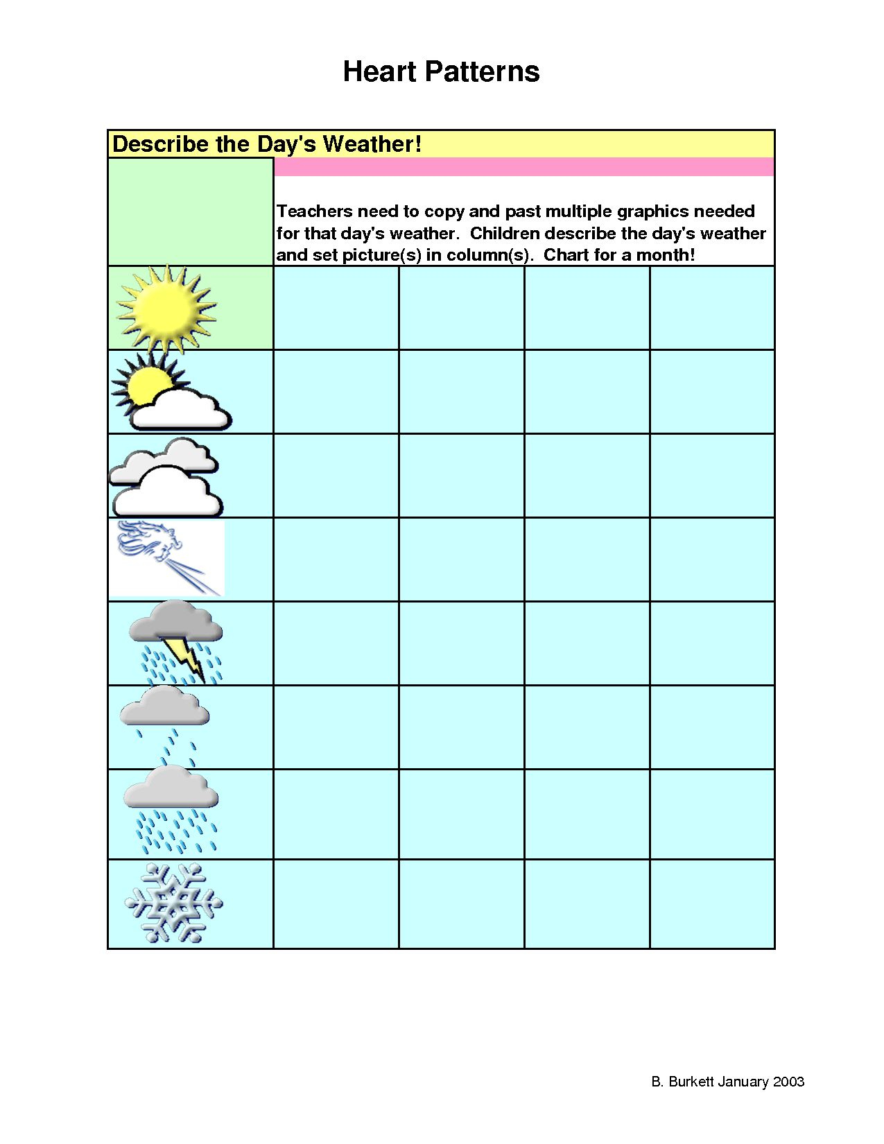 Weather Chart Template For Construction Batan vtngcf Throughout Kids 
