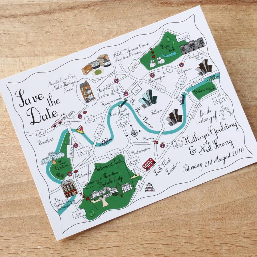 Wedding Or Party Illustrated Map Invitation Custom Wedding Map 