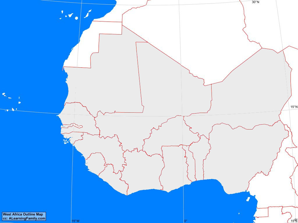 West Africa Outline Map A Learning Family