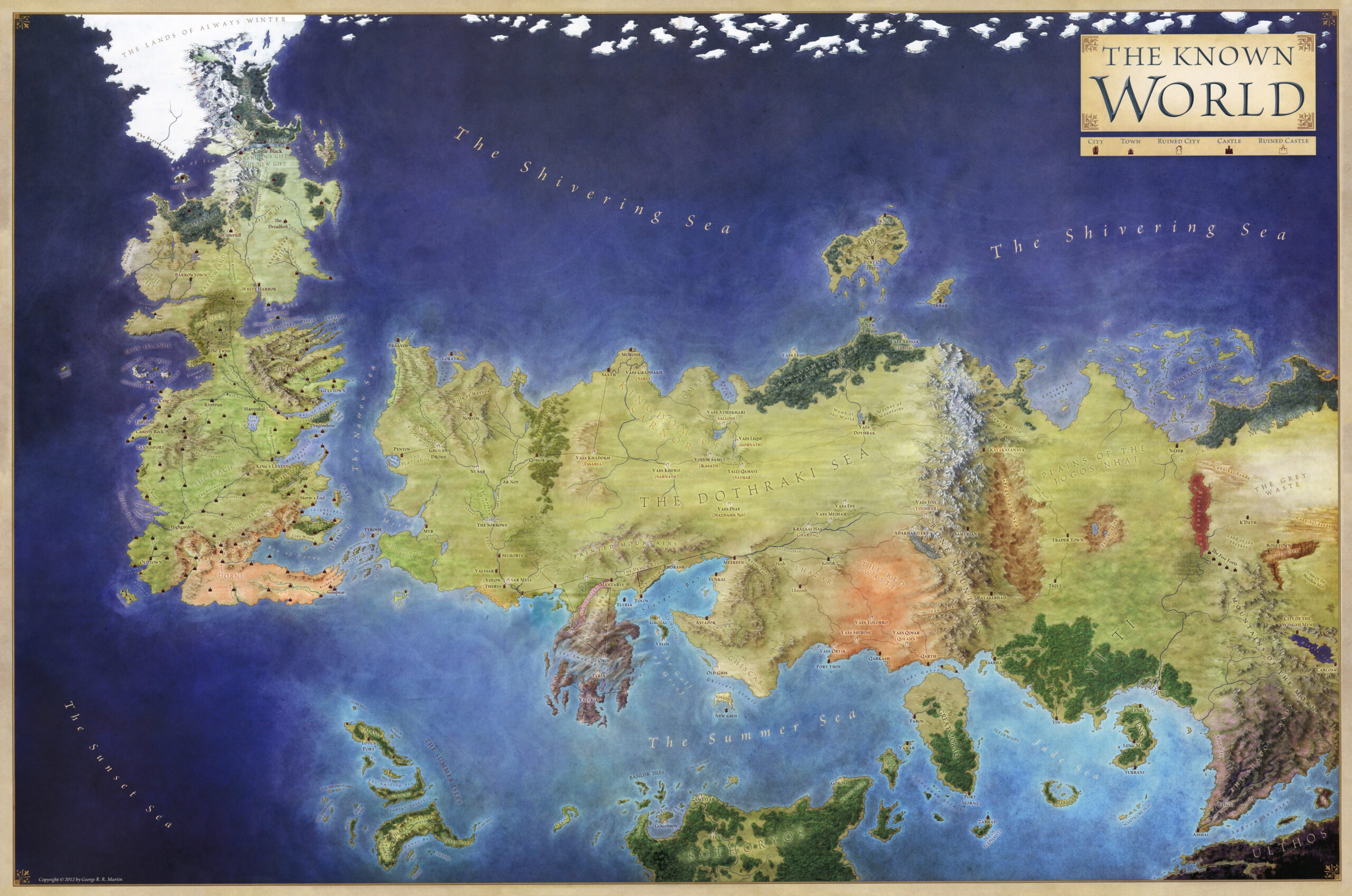 Westeros A Song Of Ice And Fire Game Of Thrones World Map 
