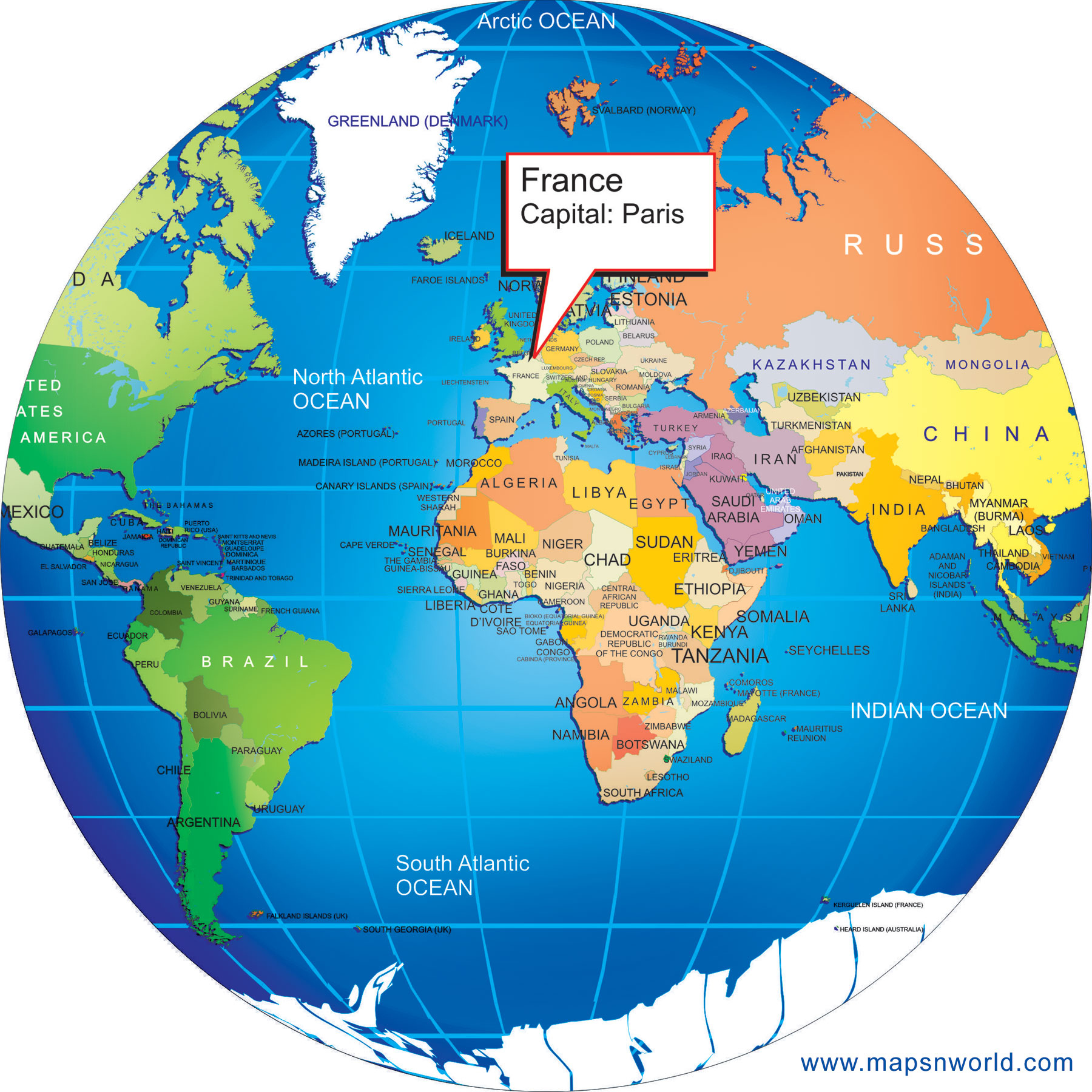 Where Is France Big Size World Globe