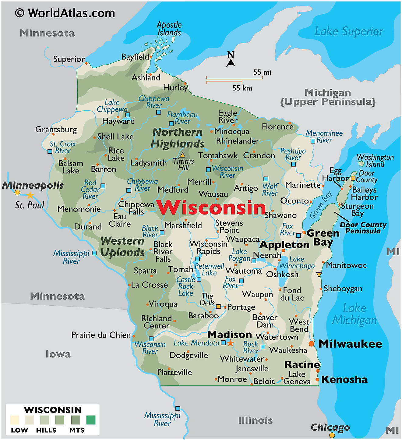 Wisconsin Maps Facts World Atlas