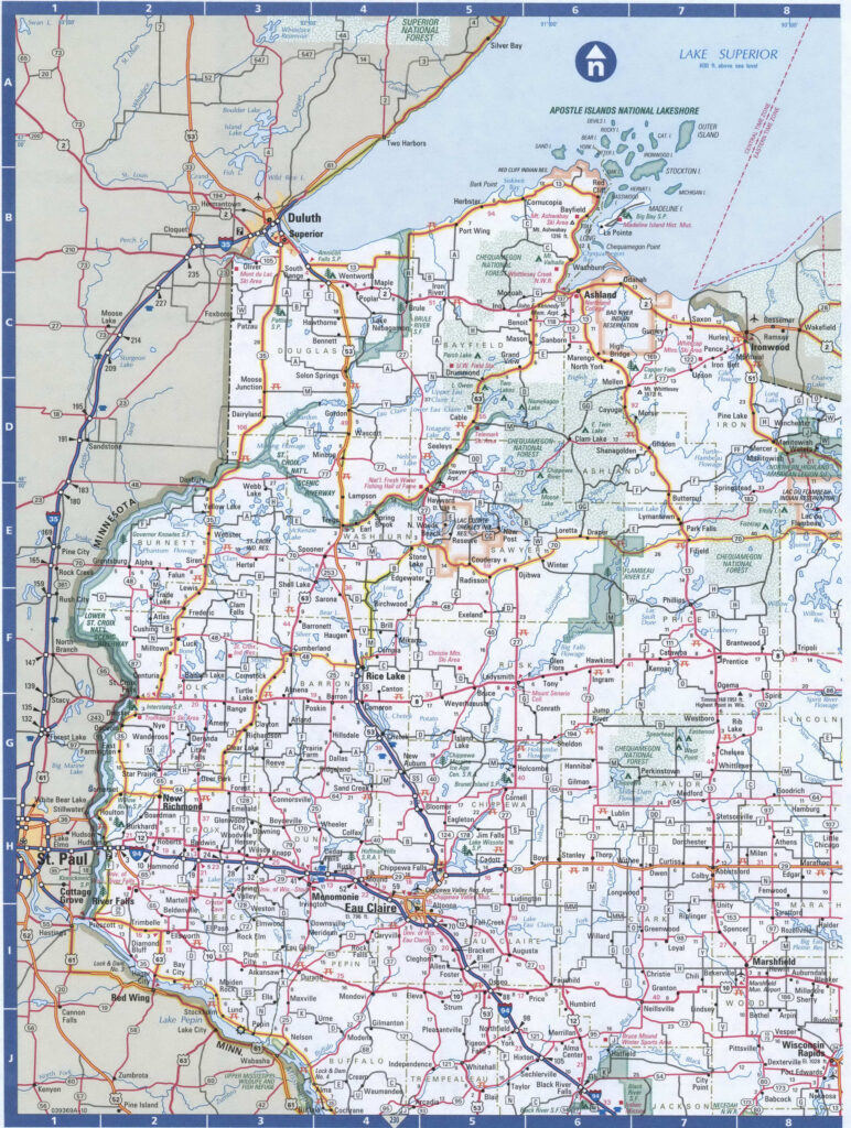 Printable map of northern wisconsin adams printable map