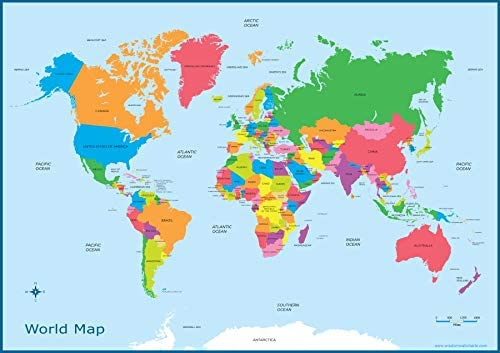 World Map Kids Childrens Wall Chart Educational A3 30cm X 42cm 