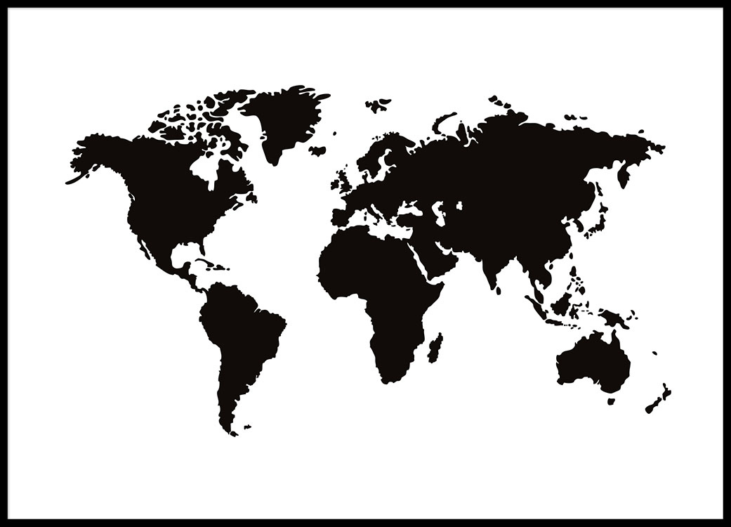 World Map Poster Black And White Posters With Maps