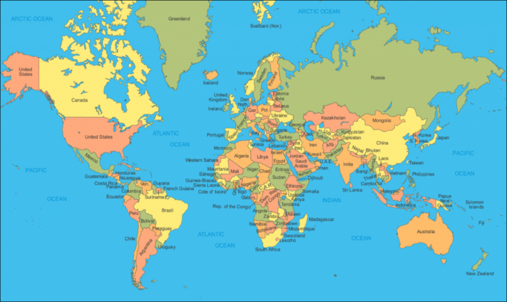 World Map Printable A4