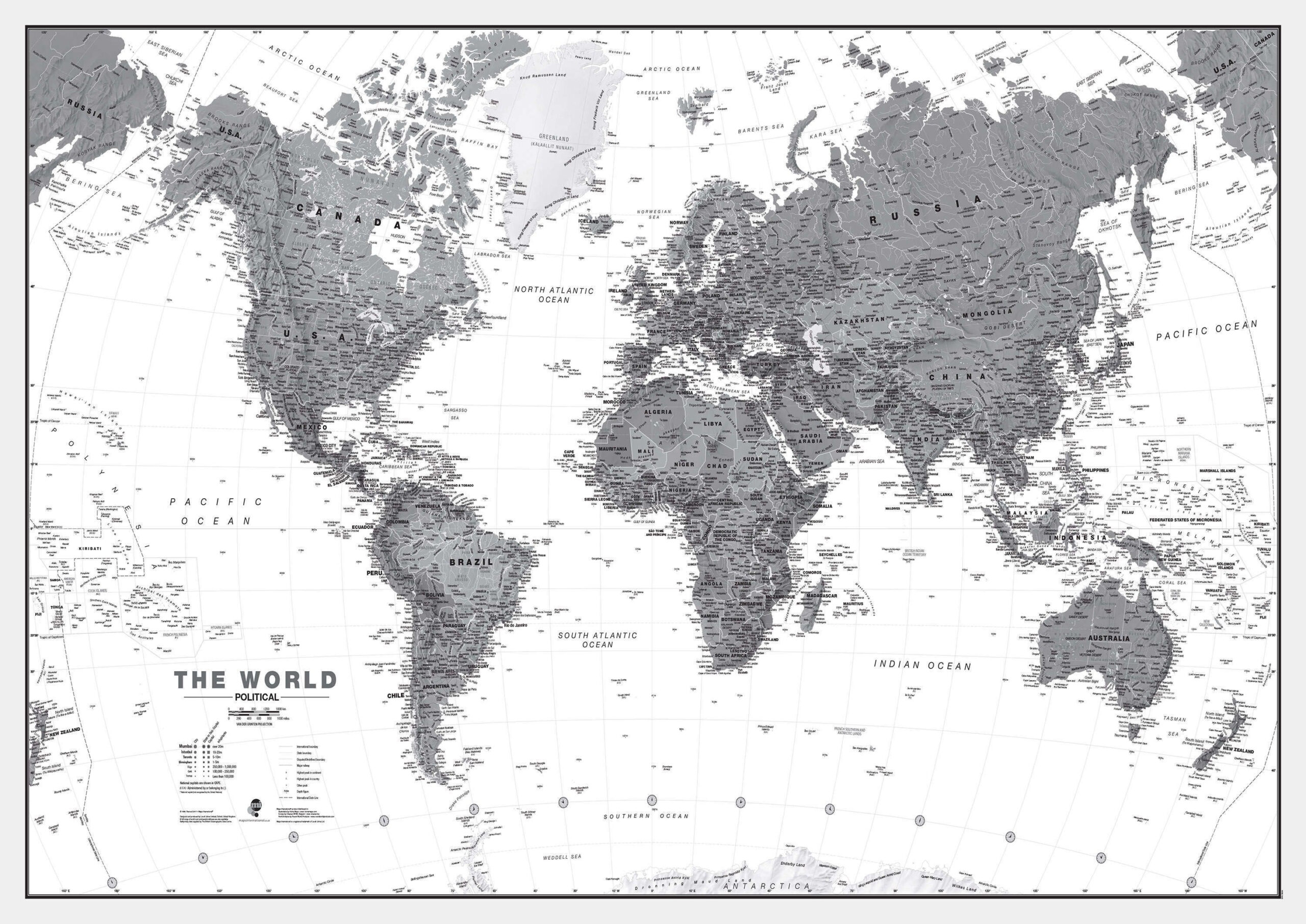 World Political Map Black And White