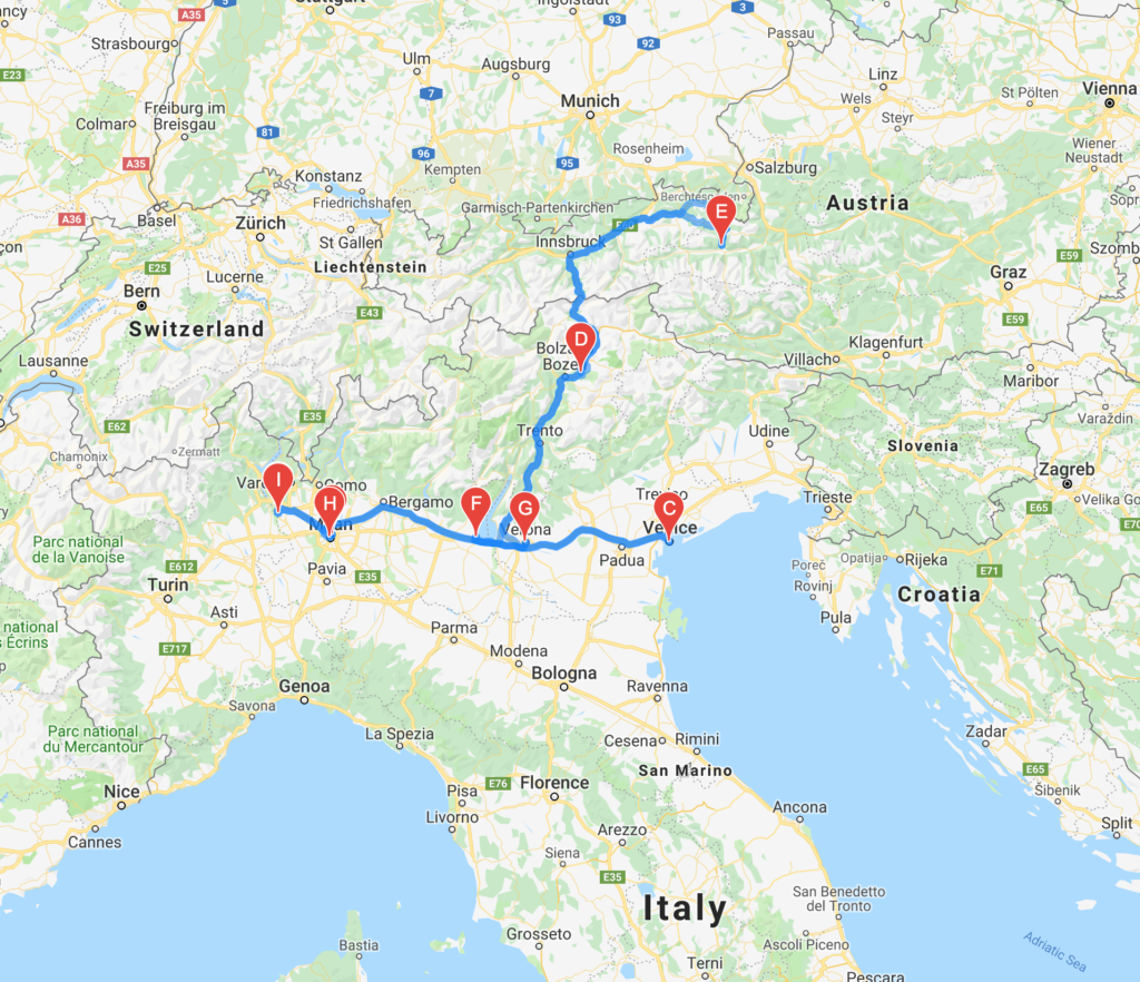 10 Days Road Trip Through Northern Italy And Austria With Family for Map of Austria and Italy