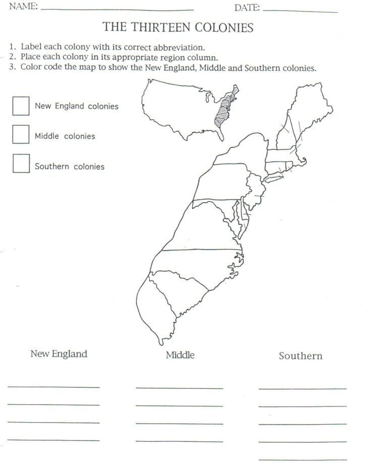 Free Printable Blank 13 Colonies Map