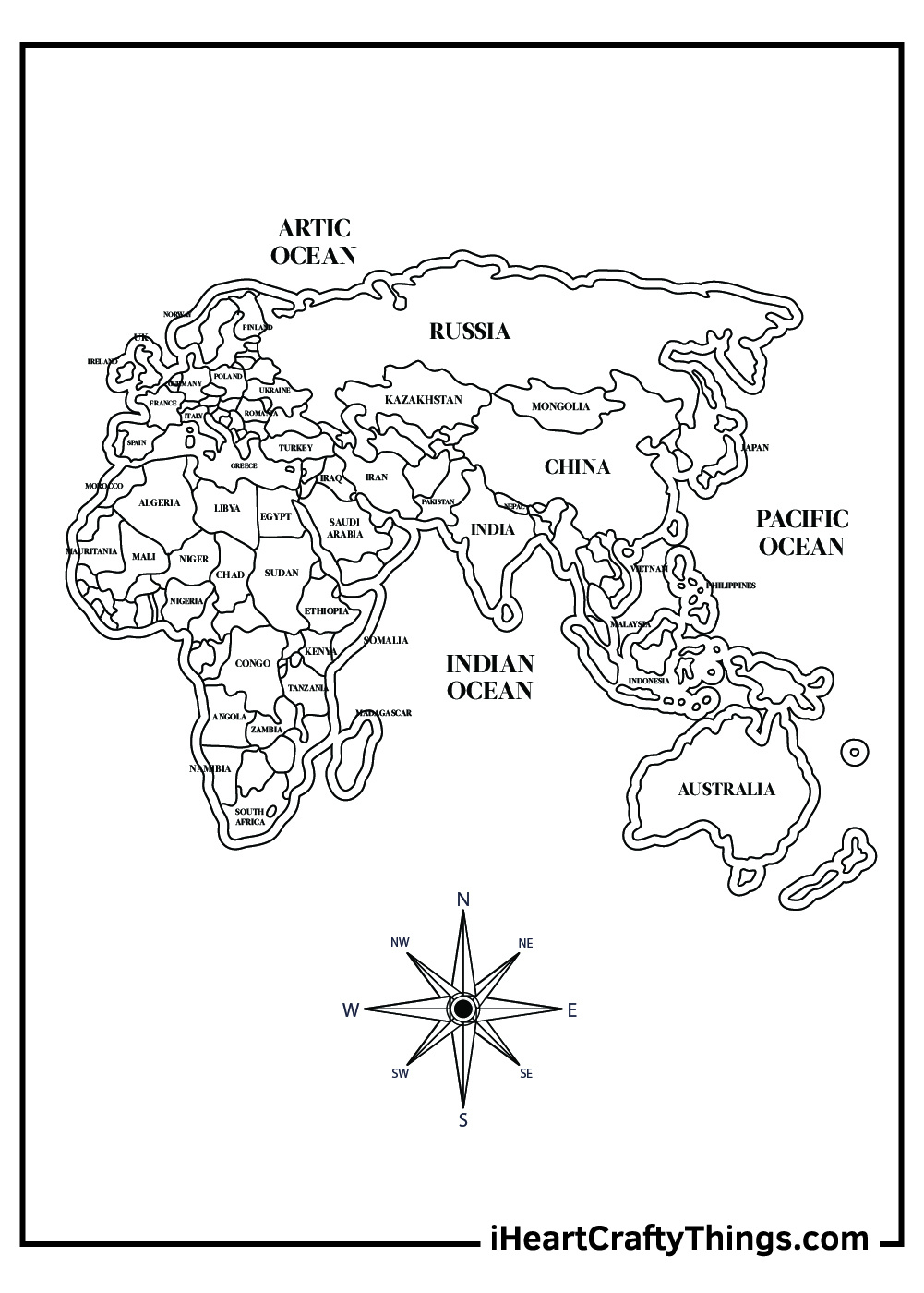 15 World Map Coloring Pages (100% Free Printables) within Printable World Map Coloring Page with Countries Labeled