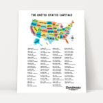 18X24” United States Map With Capitals For Kids   Educational With Regard To 50 States And Capitals Printable Map 18X24” United States Map With Capitals For Kids   Educational With Regard To 50 States And Capitals Printable Map