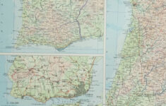 1956 Large Map Portugal & North West Spain Lisbon Alentejo Madrid Salamanca throughout Map Of North West Spain And Portugal
