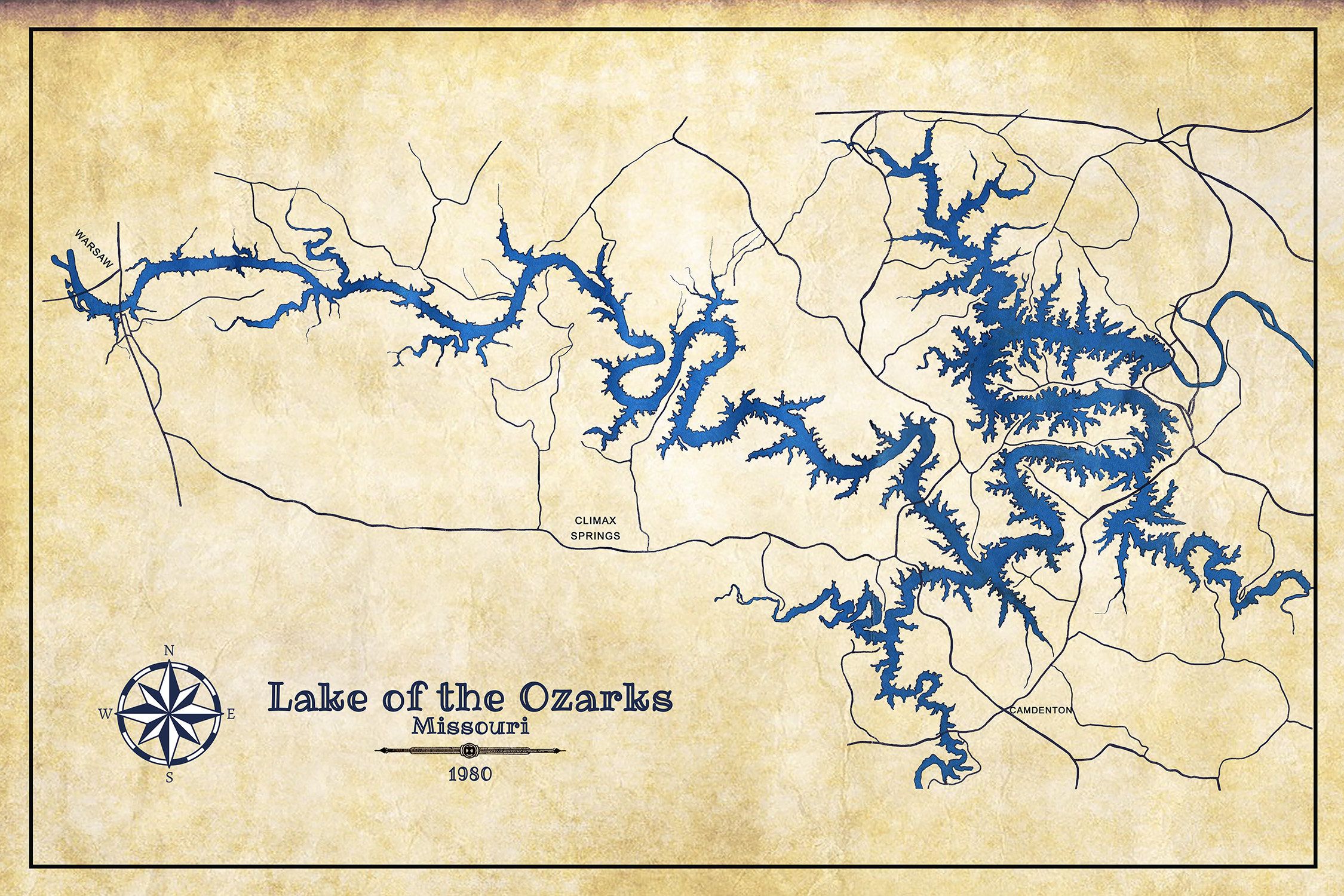 1980 Map Of Lake Of The Ozarks Missouri - Etsy in Lake Of The Ozarks Printable Map With Mile Markers