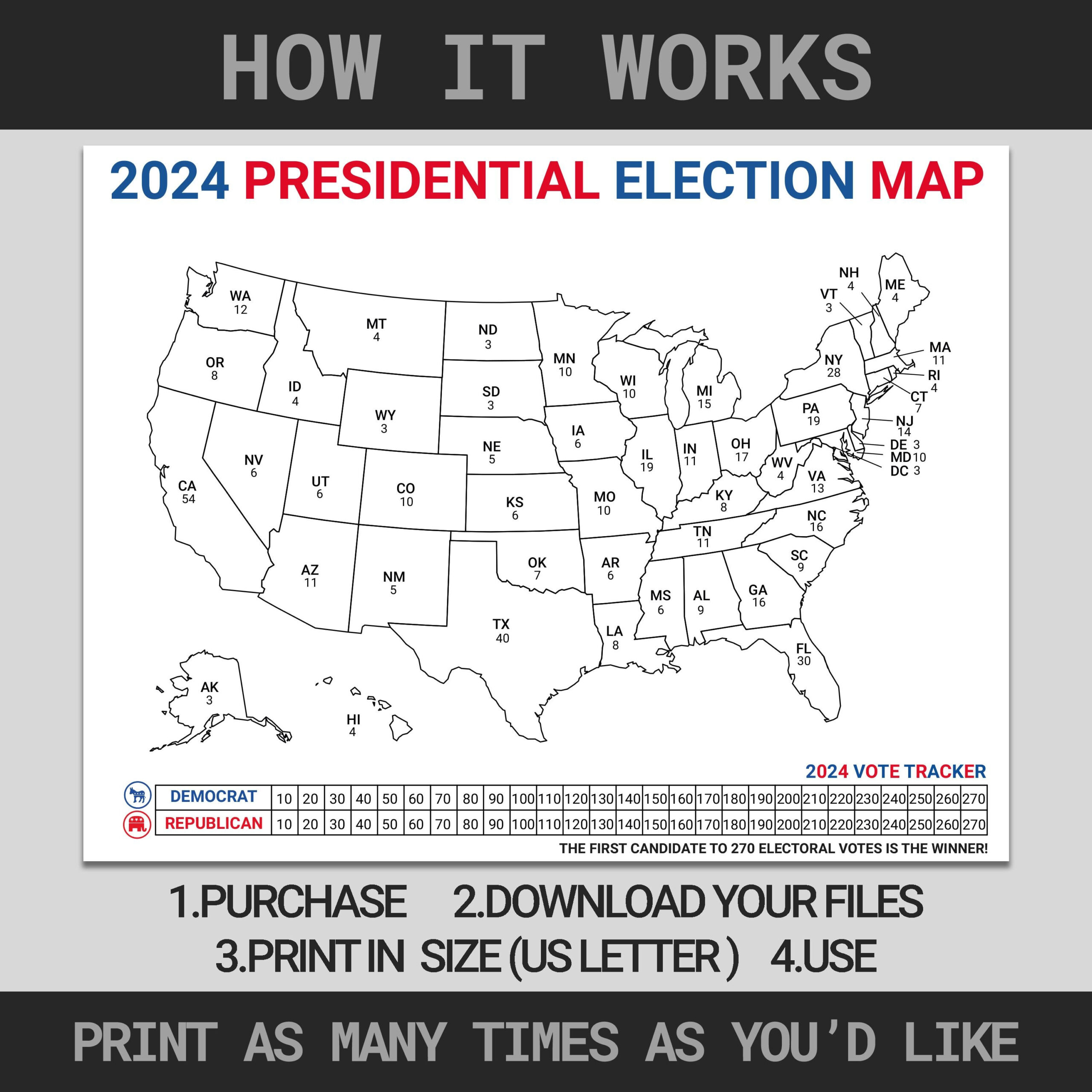 2024 Presidential Election Map | Electoral College Map For pertaining to Blank Electoral College Map 2025 Printable