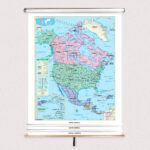 3 Map Western Hemisphere Essential Spring Roller Set W/Backboard Within Clear Map Of Western Hemisphere