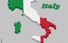 3D Map Outline Country Shaped Like A Boot And Flag Of Italy, It Is regarding Map of the Boot of Italy