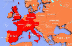 3D Rendered Map Of Virus In Europe, Uk, Germany, France, Spain inside Map of Europe Spain and Italy