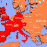 3D Rendered Map Of Virus In Europe, Uk, Germany, France, Spain Within Map Of Italy Spain And France
