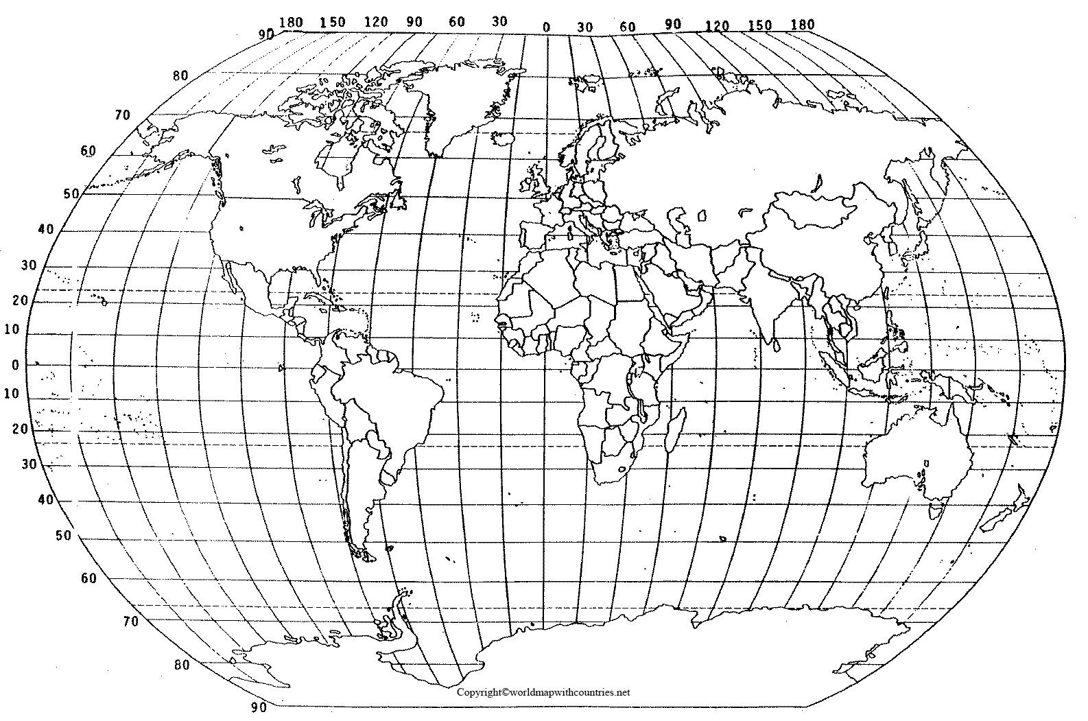 4 Free Printable World Map With Latitude And Longitude with Free Printable World Map With Latitude And Longitude Lines