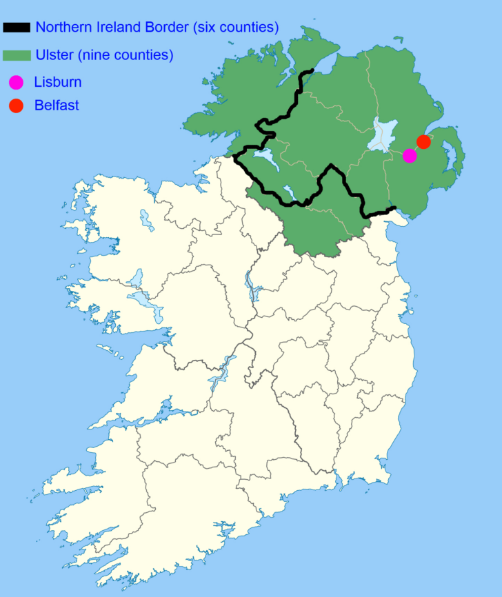 Map of 6 Counties of Northern Ireland