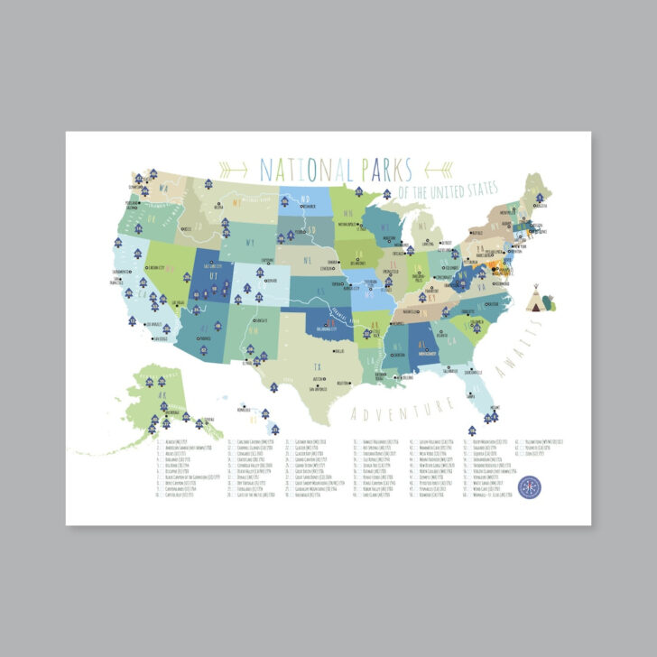 Map of US National Parks Printable Map of US National Parks Printable