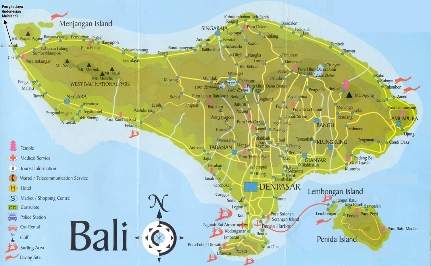 7 Bali Maps - Bali On A Map,Regions, Tourist Map And More in High-Resolution Detailed Map of Bali