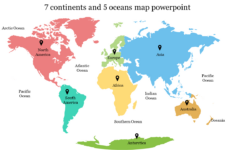 7 Continents And 5 Oceans Map Ppt Template And Google Slides with 7 Continents and 5 Oceans Map Printable