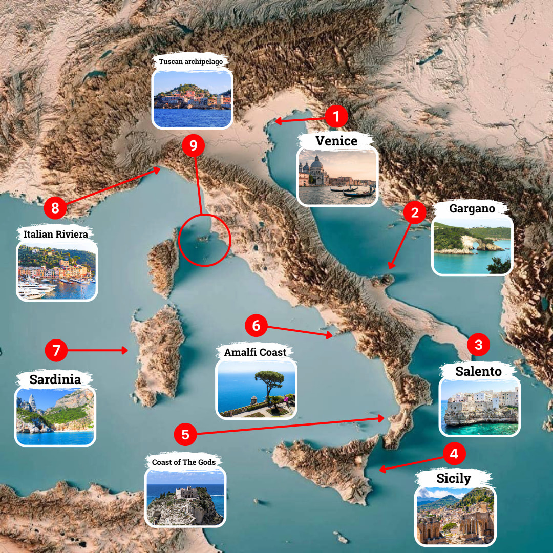 9 Must-Visit Italian Coastal Destinations (With Map) pertaining to Map Of The Coast Of Italy