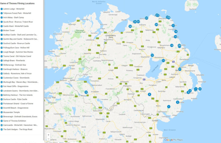 Game of Thrones Northern Ireland Locations Map