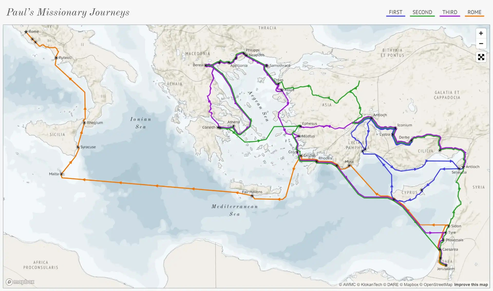 A New Map Of Paul&amp;#039;S Missionary Journeys | Viz.bible within Map Of Paul&amp;#039;S Missionary Journeys Printable
