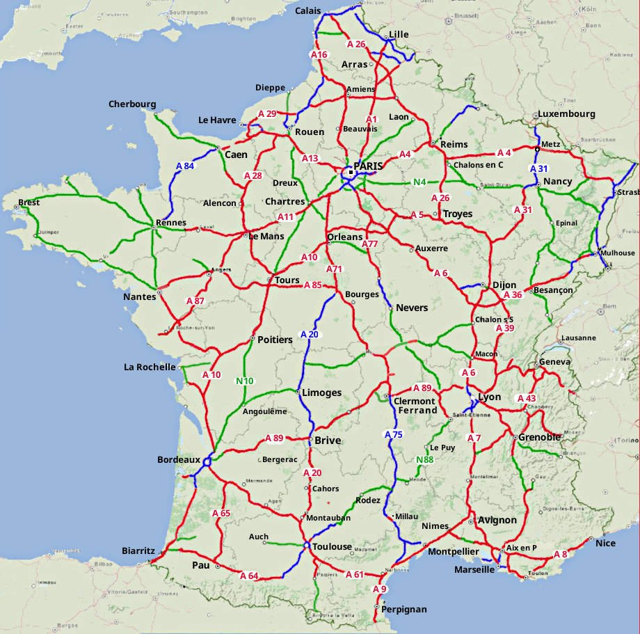 A Route Map Of France With Motorways &amp;amp; Main Roads | About-France within Free Printable Road Map Of France