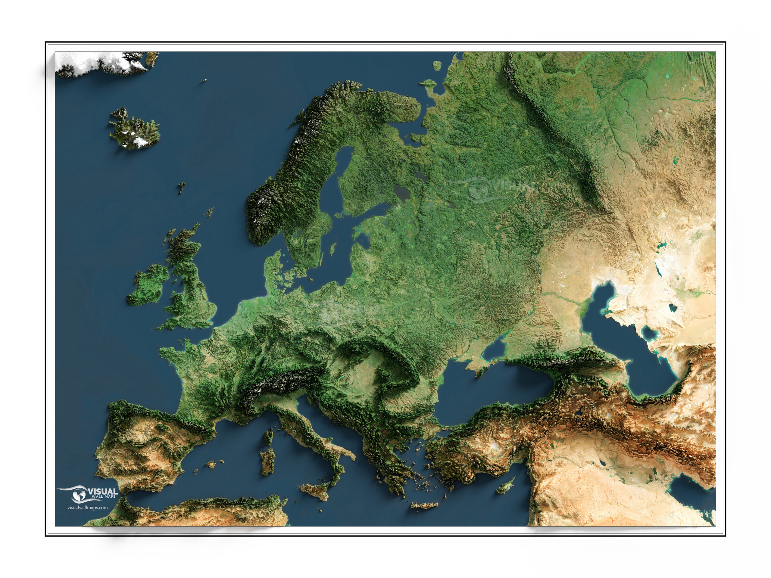 A Shaded Relief Map Of Europe Rendered From 3D Data And Satellite in Topographic Map Of Europe And Asia